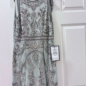 NWT Elegant Embellished Blue Gray Dress Brand New Size 4